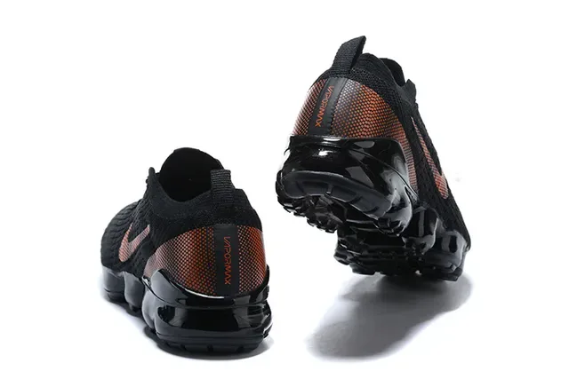 Nike Black Orange Knit Upper Visible Air Sole Lifestyle Sneakers 8