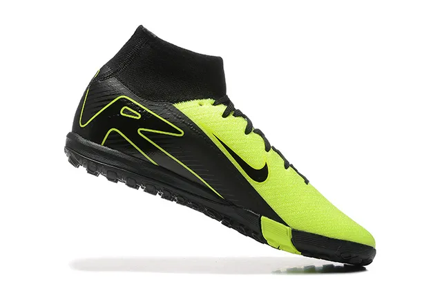 Nike Black Yellow High-Top Sock-Fit Collar Neon Lime Green Accent Overlays Turf Soccer Shoes 4