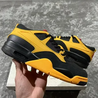 Nike Black Yellow Layered Synthetic Overlays Visible Heel Air Unit Sneakers