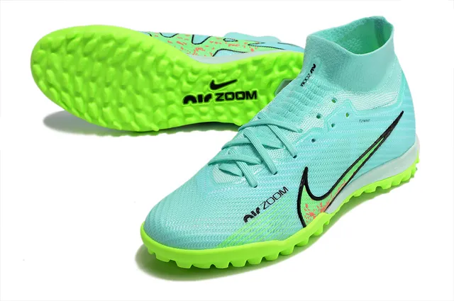 Nike Azul Verde Ajuste Meia Malha Superior Lime Neon Tachinhas Gramado Sapatos de Futebol 3