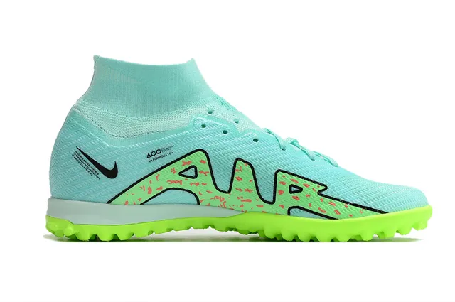 Nike Azul Verde Ajuste Meia Malha Superior Lime Neon Tachinhas Gramado Sapatos de Futebol 5