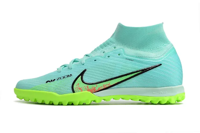 Nike Azul Verde Ajuste Meia Malha Superior Lime Neon Tachinhas Gramado Sapatos de Futebol 6