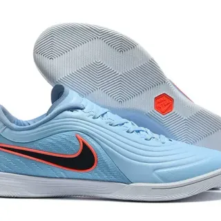 Nike Chaussures de football indoor bleu orange low top upper motif de vagues texturées