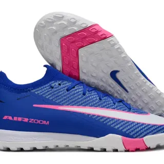 Nike Blue Pink Knit Upper Low-Cut Sock-Like Collar Turf Soccer Shoes