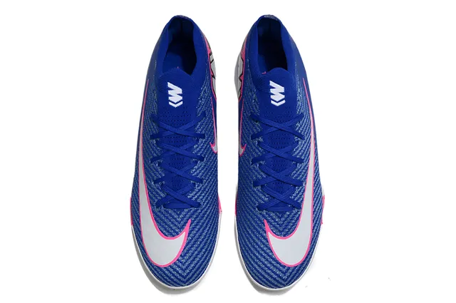 Nike Blue Pink Knit Upper Low-Cut Sock-Like Collar Turf Soccer Shoes 2