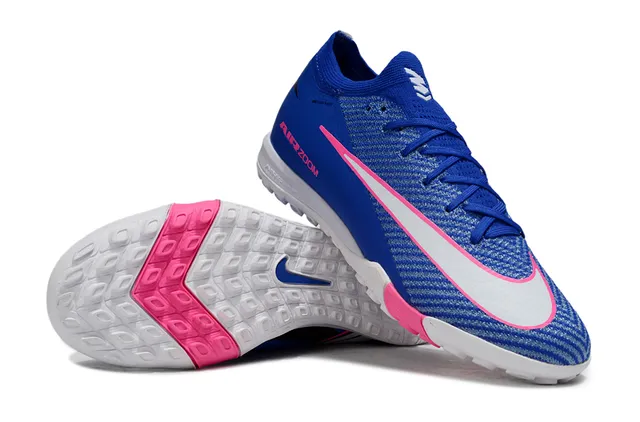Nike Blue Pink Knit Upper Low-Cut Sock-Like Collar Turf Soccer Shoes 3