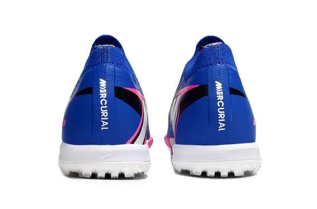 Nike Blue Pink Knit Upper Low-Cut Sock-Like Collar Turf Soccer Shoes 4