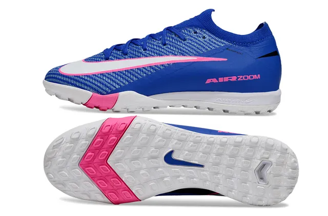 Nike Blue Pink Knit Upper Low-Cut Sock-Like Collar Turf Soccer Shoes 5