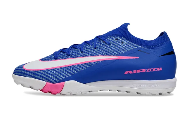 Nike Blue Pink Knit Upper Low-Cut Sock-Like Collar Turf Soccer Shoes 8