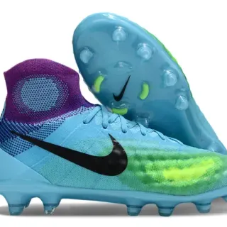 Nike Azul y Púrpura Sock-Fit Knit Upper Translucente TPU Cage Firm-Ground Zapatos de Fútbol