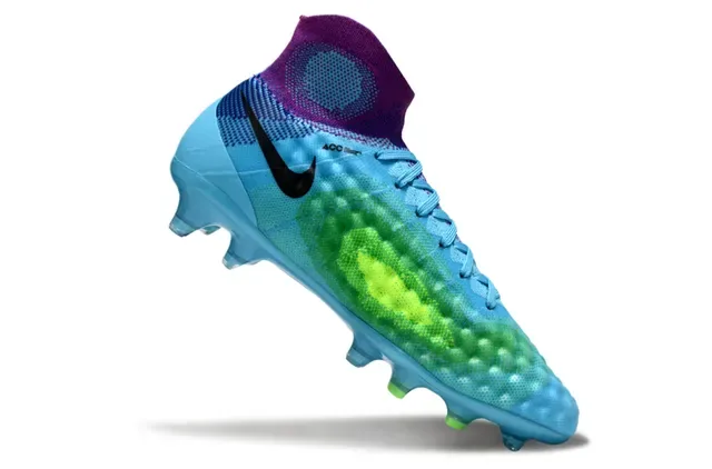 Nike Blue Purple Sock-Fit Knit Upper Translucent TPU Cage Firm-Ground Soccer Shoes 10