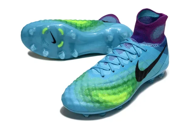 Nike Blue Purple Sock-Fit Knit Upper Translucent TPU Cage Firm-Ground Soccer Shoes 12