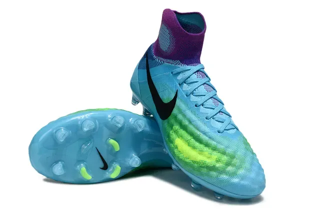 Nike Blue Purple Sock-Fit Knit Upper Translucent TPU Cage Firm-Ground Soccer Shoes 13