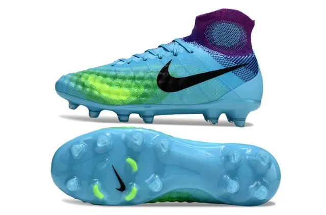 Nike Blue Purple Sock-Fit Knit Upper Translucent TPU Cage Firm-Ground Soccer Shoes 15