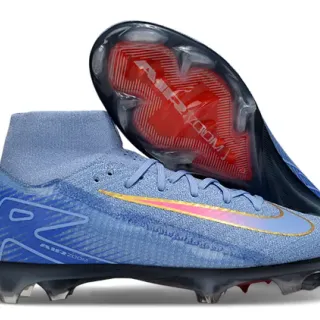 Nike Bleu Rouge haut Flyknit supérieur iridescent Swoosh Firm-Ground chaussures de football