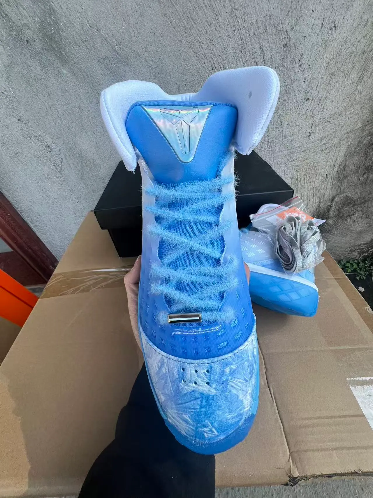 Nike Zapatillas de Baloncesto Azul Blanco Alto con Upper de Cage Translucida 3