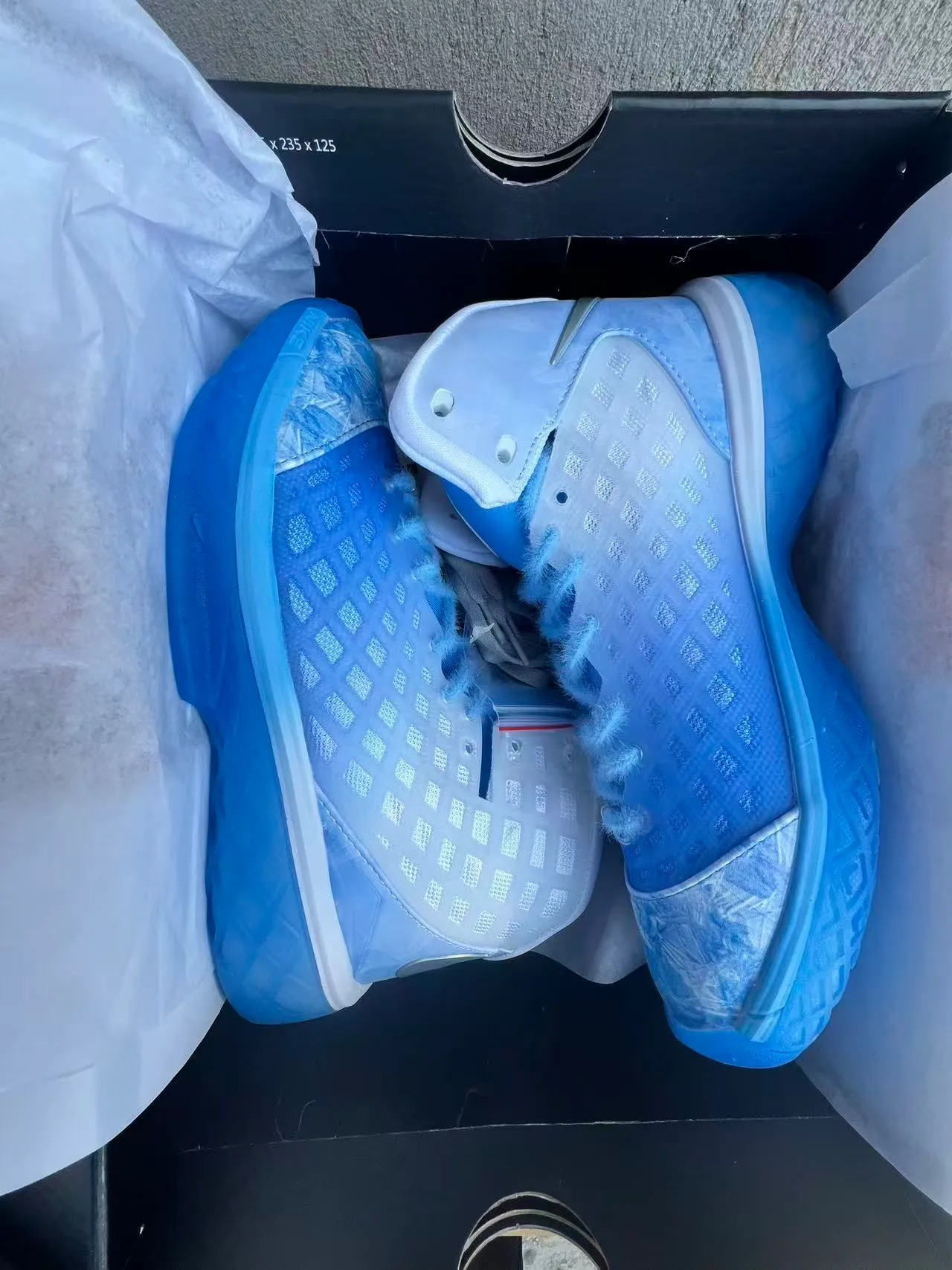 Nike Zapatillas de Baloncesto Azul Blanco Alto con Upper de Cage Translucida 9