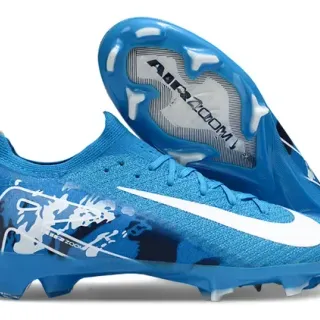 Nike Azul Branco Sapatos de Futebol Baixo Corte Superior de Malha Superposição Gráfica Dinâmica Superfície Firme
