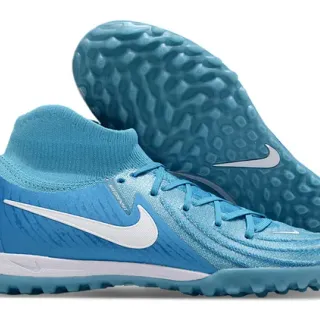 Nike 蓝色白色袜子贴合针织鞋面锥形钉人造草坪足球鞋