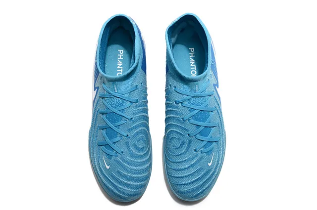 Nike Blue White Sock-Fit Knit Upper Conical Studs Turf Soccer Shoes 2