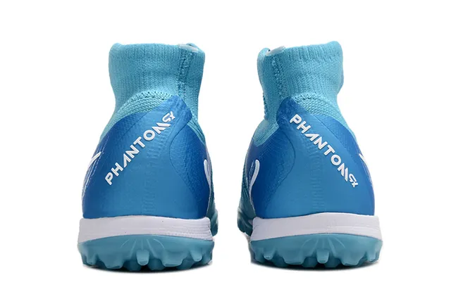 Nike Blue White Sock-Fit Knit Upper Conical Studs Turf Soccer Shoes 4