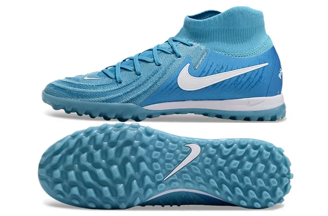 Nike Blue White Sock-Fit Knit Upper Conical Studs Turf Soccer Shoes 5