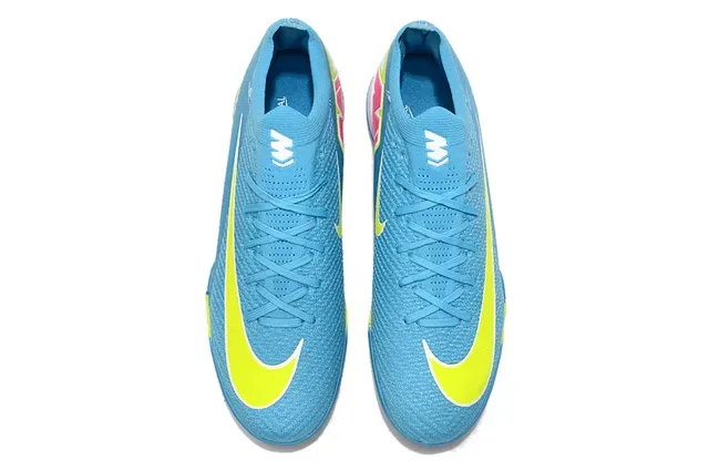 Nike أحذية كرة القدم تورف أعلى نسيج أزرق أصفر منخفض القطع 2