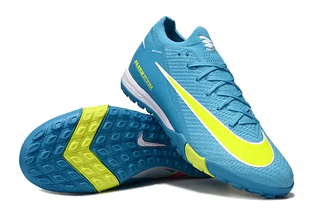 Nike أحذية كرة القدم تورف أعلى نسيج أزرق أصفر منخفض القطع 3