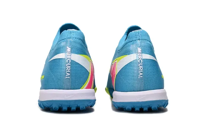 Nike أحذية كرة القدم تورف أعلى نسيج أزرق أصفر منخفض القطع 4