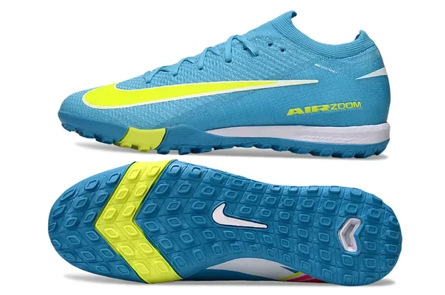 Nike أحذية كرة القدم تورف أعلى نسيج أزرق أصفر منخفض القطع 5