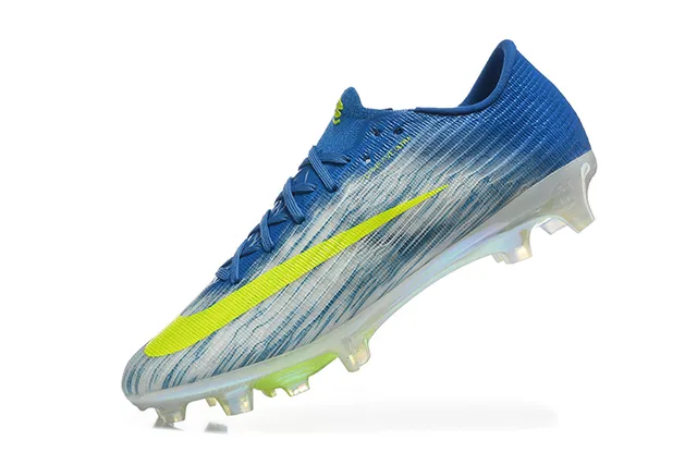 Nike Azul Amarelo Baixo Corte Colar de Ajuste Dinâmico Solo Firme Sapatos de Futebol 4