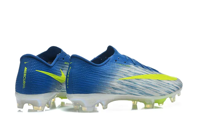 Nike Azul Amarelo Baixo Corte Colar de Ajuste Dinâmico Solo Firme Sapatos de Futebol 5