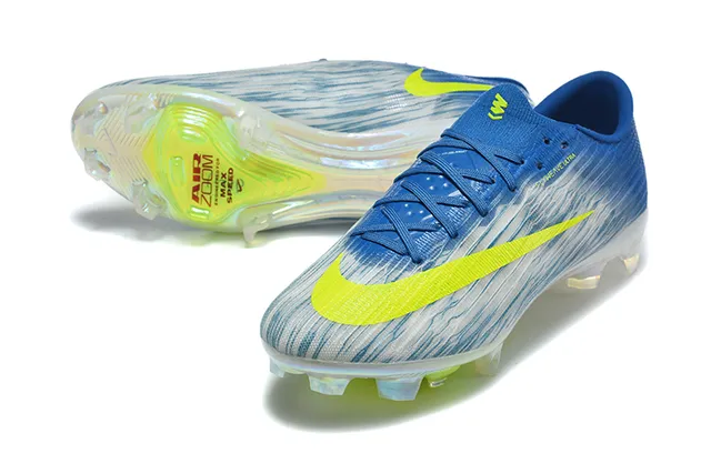 Nike Azul Amarelo Baixo Corte Colar de Ajuste Dinâmico Solo Firme Sapatos de Futebol 6
