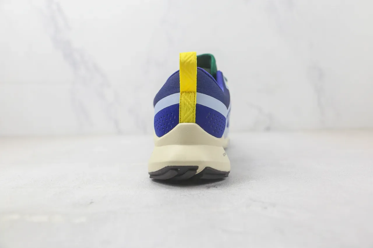 Nike Blue Yellow Perforated Knit Upper Contrasting Grid Toe Cap Running Shoes 9