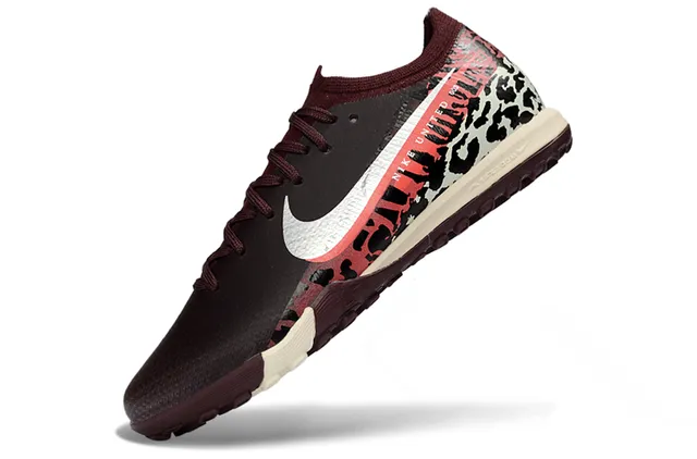 Nike Burgundy Multicolor Leopard-Print Panel Black Upper Turf Soccer Shoes 3