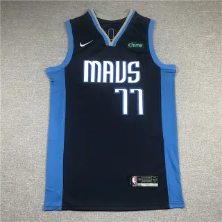Nike Dallas Mavericks Luka Dončić #77 交替 海军蓝 无袖 网眼 V-Neck 领口 球衣