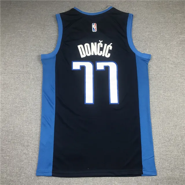 Nike Dallas Mavericks Luka Dončić #77 交替 海军蓝 无袖 网眼 V-Neck 领口 球衣 2