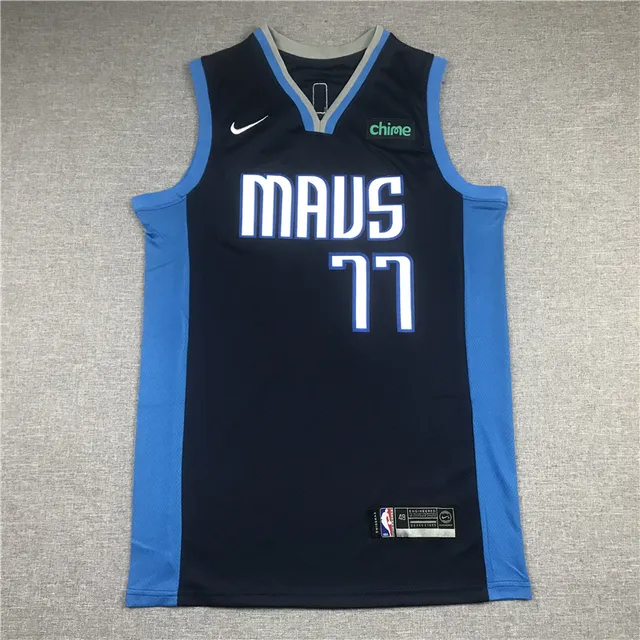 Nike Dallas Mavericks Luka Dončić #77 交替 海军蓝 无袖 网眼 V-Neck 领口 球衣 3
