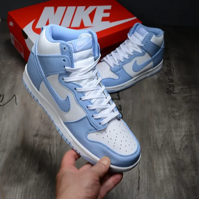Nike Dunk High White and Light Blue Lifestyle Sneakers 2