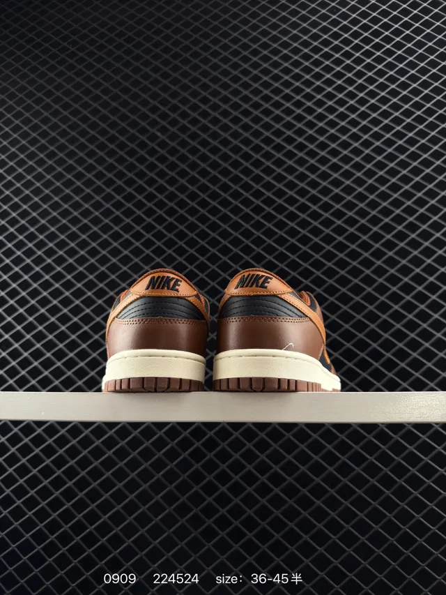 Nike Dunk Low বাদামী এবং কালো চামড়ার স্কেটবোর্ড জুতা 3