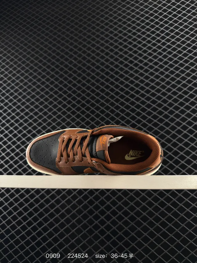 Nike Dunk Low বাদামী এবং কালো চামড়ার স্কেটবোর্ড জুতা 4