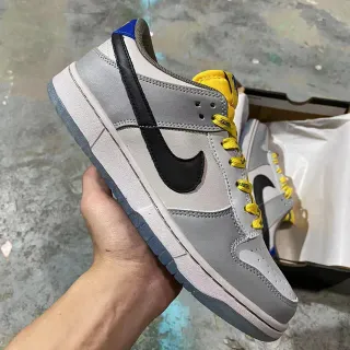 Nike Dunk Low Gray Black Yellow Blue Skateboard Shoes