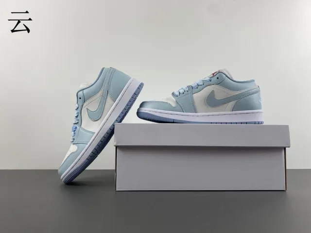 Nike Dunk Low Lifestyle Sneakers Bleu Clair et Crème 14