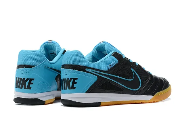Nike Gato Preto Azul Low-Top Couro Sintético Superior Tênis Indoor de Futebol 2