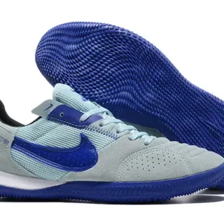 Nike Gato Chaussures de Football Indoor Bleu Gris Low-Top Maille Daim