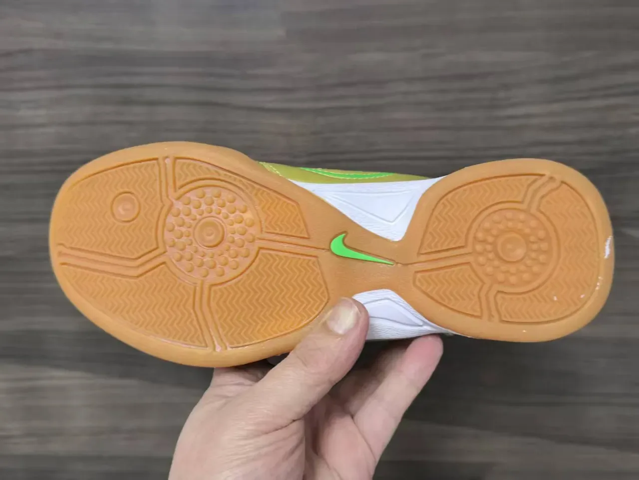 Nike Gold Green Metallic Quilted Upper Swoosh Branding Indoor Soccer Shoes 3