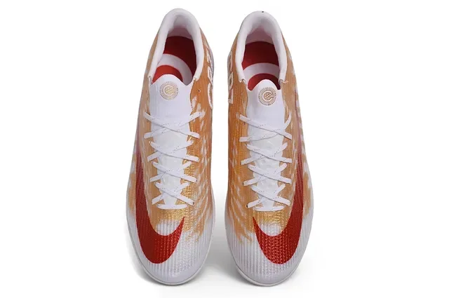 Nike Gold Red Knit Upper Metallic Finish Turf Soccer Shoes 2