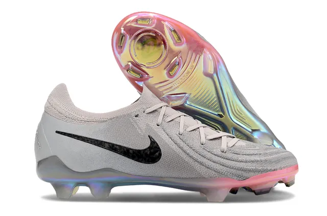 Nike Gray Multicolor Knit Upper Iridescent Sole Firm-Ground Soccer Shoes 1