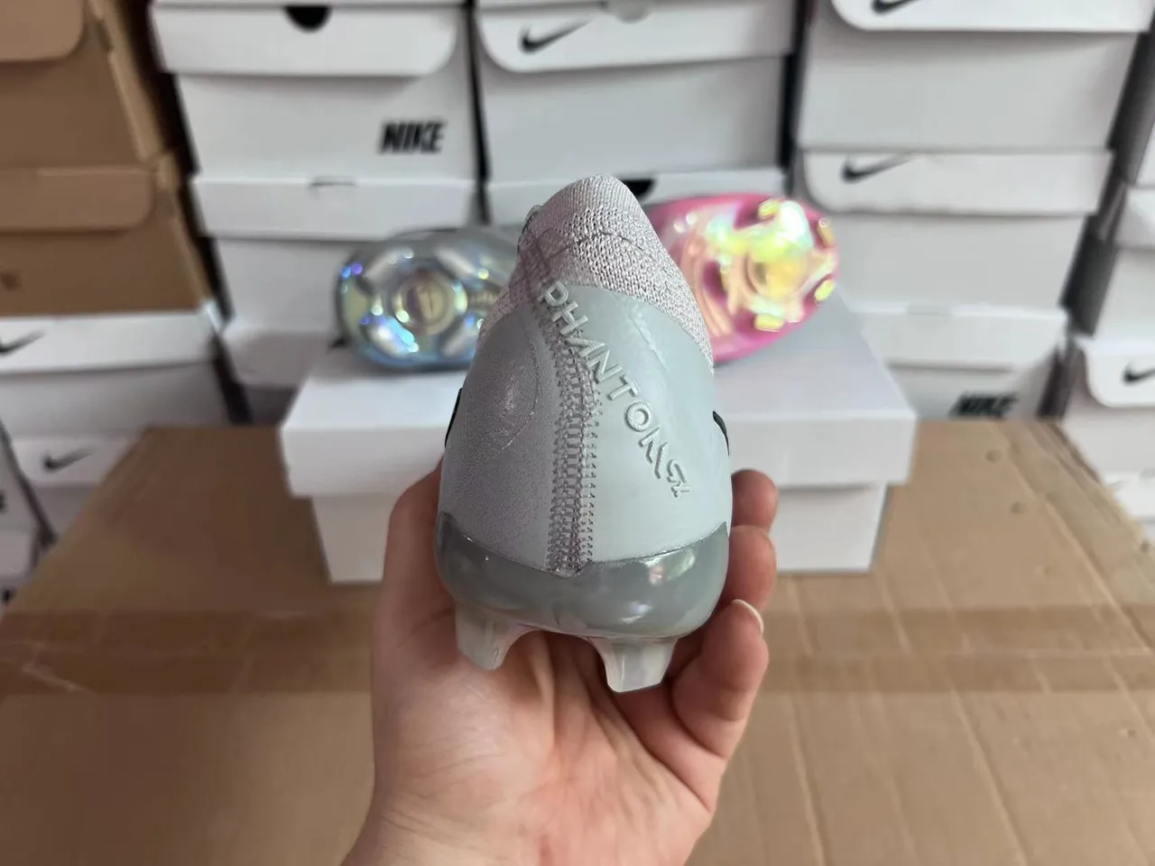 Nike Gray Multicolor Knit Upper Iridescent Sole Firm-Ground Soccer Shoes 10
