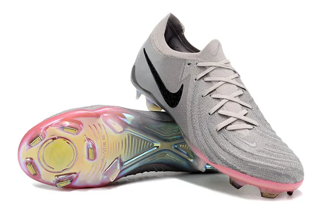 Nike Gray Multicolor Knit Upper Iridescent Sole Firm-Ground Soccer Shoes 12